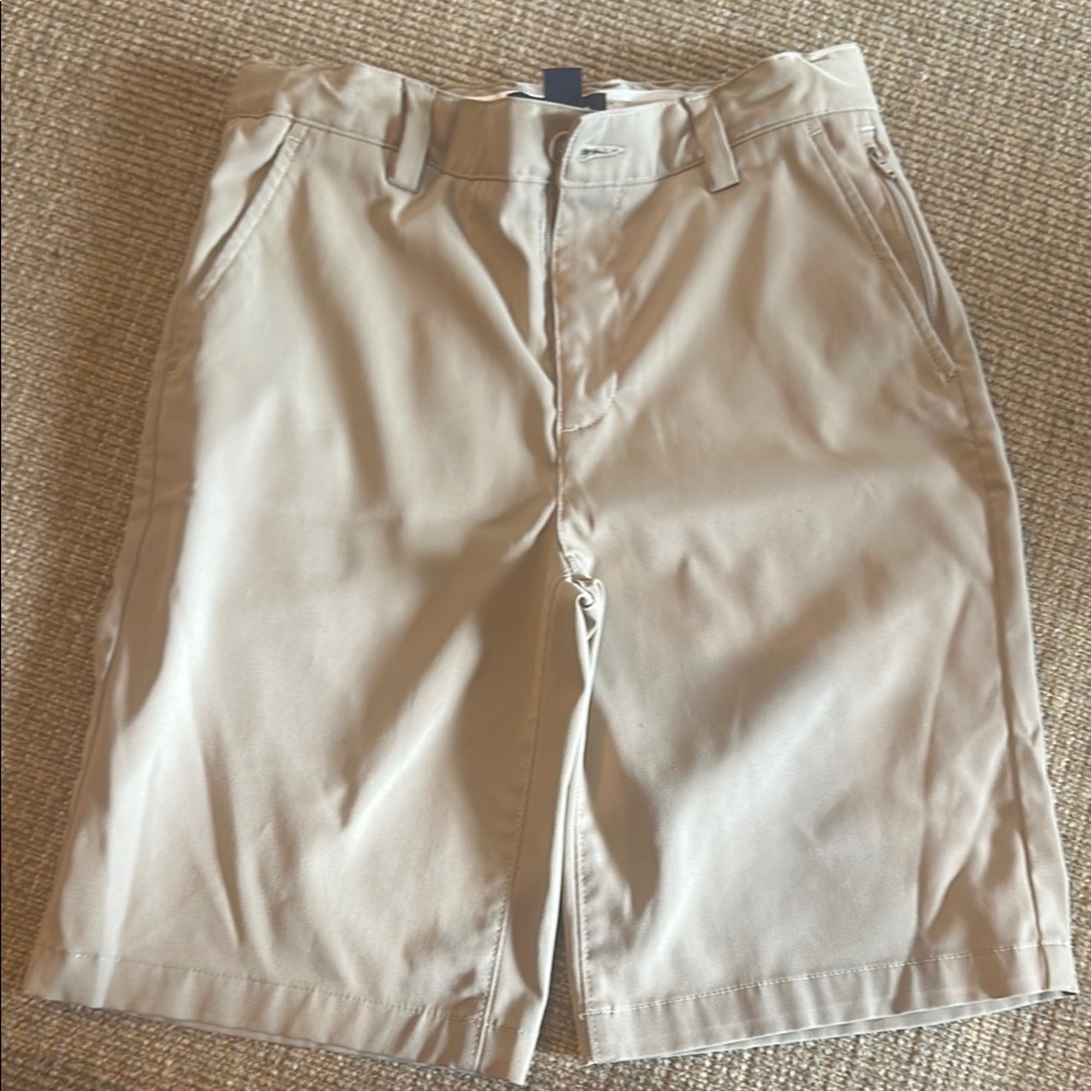Lands' End Tan Flat Front Shorts Casual Style